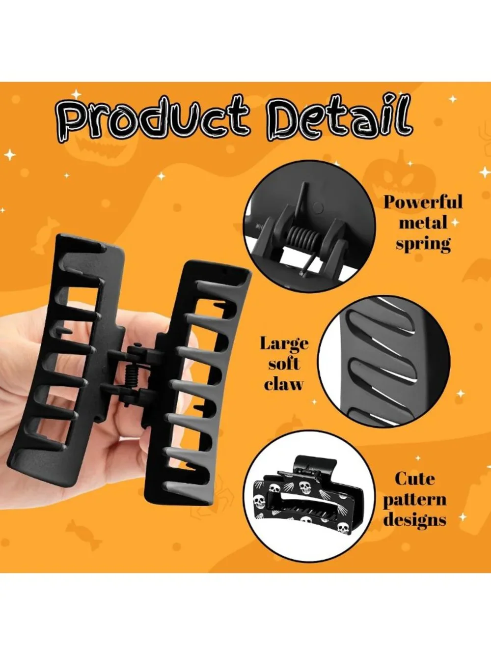 12Pcs Halloween Hair Claw Clips - Pumpkin, Ghost & Spider Web Accessories for